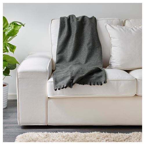 IKEA - POLARVIDE, throw, grey, 130x170 cm