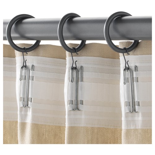 IKEA - SYRLIG, curtain ring with clip and hook, silver-colour, 38 mm
