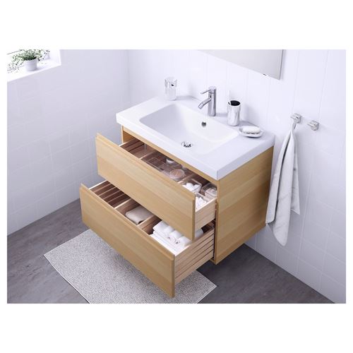 IKEA - GODMORGON/ODENSVIK, wash-basin and cabinet, white stained oak effect, 80x49x64 cm