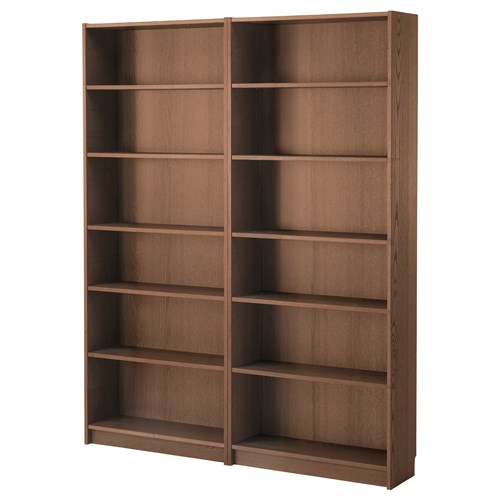 IKEA - BILLY, bookcase, brown ash veneer, 160x28x202 cm