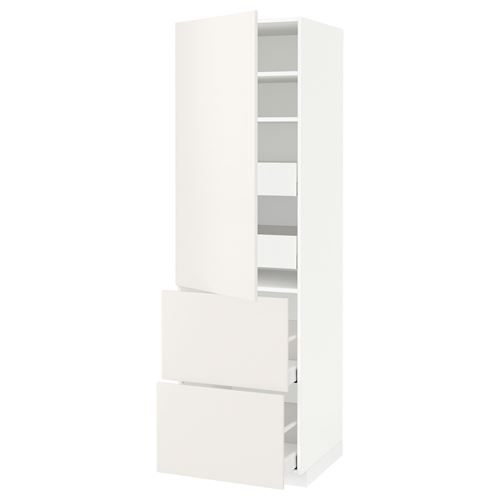 IKEA - METOD/MAXIMERA, kitchen high cabinet, VEDDINGE white, 60x60x200 cm