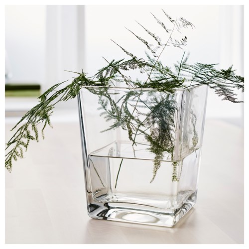 IKEA - KLOTTRIG, glass vase, transparent glass, 17 cm