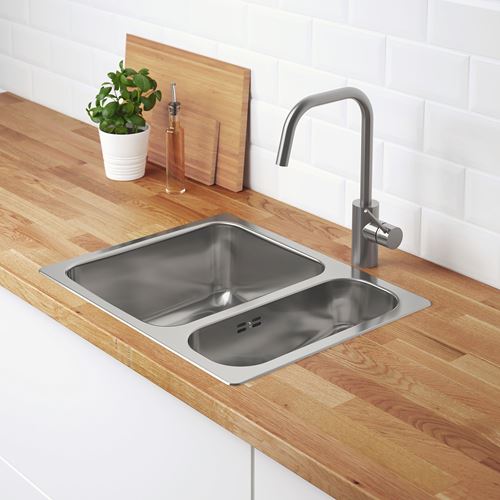 IKEA - HILLESJÖN/LILLVIKEN, 1,5 bowl insert sink, stainless steel, 58x46 cm