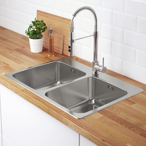 IKEA - LANGUDDEN/LILLVIKEN, double-bowl insert sink, stainless steel, 75x53 cm