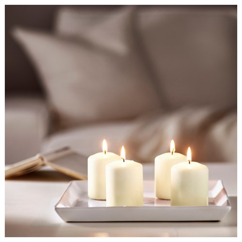 IKEA - HEMSJÖ, block candle, natural, 15 hr