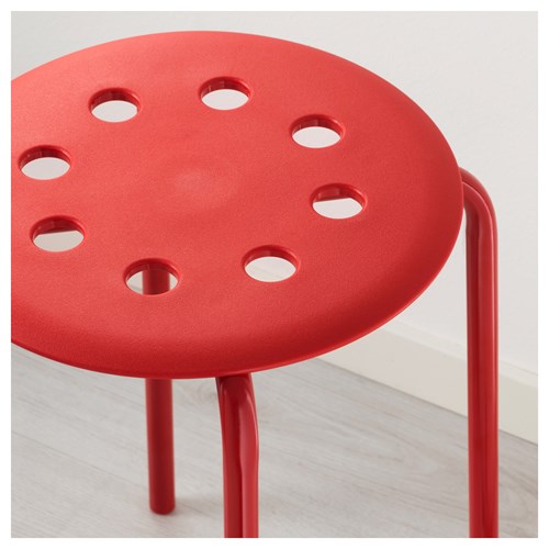 IKEA - MELLTORP/MARIUS, kitchen table set, white/red, 4 stools
