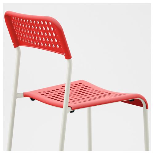 IKEA - ADDE, plastik sandalye, kırmızı-beyaz