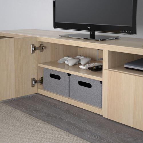 IKEA - BESTA, tv bench, white stained oak effect, 180x42x39 cm