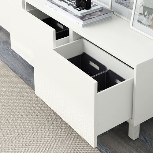 IKEA - BESTA, storage combination, high-gloss-white, 180x40x48 cm