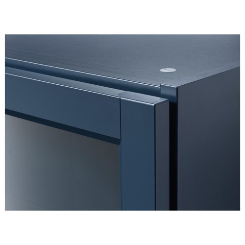 IKEA - BILLY, bookcase with glass door, dark blue, 80x30x202 cm