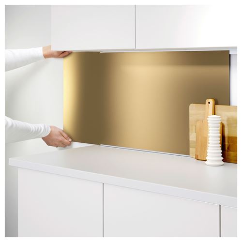 IKEA - LYSEKIL, two-sided wall panel, double sided brass-colour/stainless steel colour, 119,6x55 cm