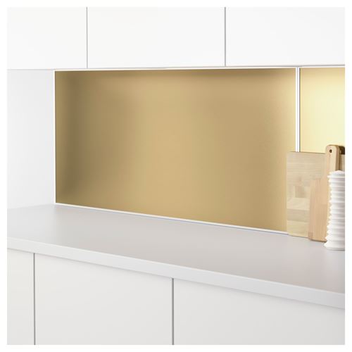 IKEA - LYSEKIL, two-sided wall panel, double sided brass-colour/stainless steel colour, 119,6x55 cm
