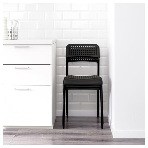 IKEA - MELLTORP/ADDE, kitchen table set, white/black, 4 chairs