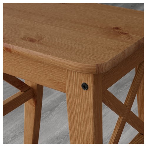 IKEA - INGOLF, ahşap tabure, antika vernik