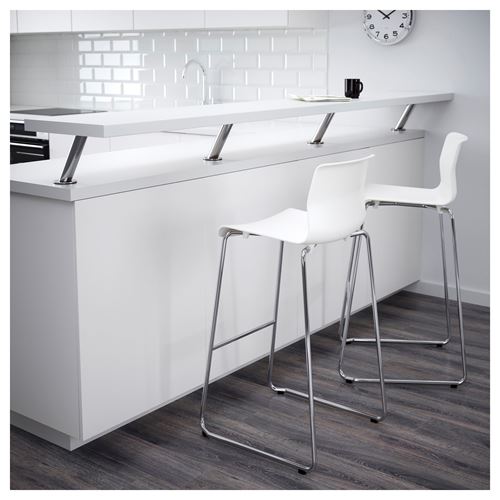 IKEA - GLENN, bar chair, white/chrome-plated, 77 cm