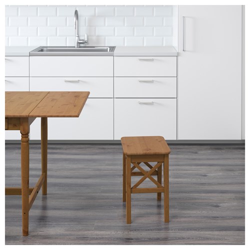 IKEA - INGOLF, ahşap tabure, antika vernik