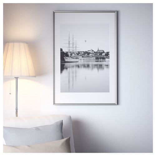 IKEA - SILVERHÖJDEN, grey frame, silver-colour, 61x91 cm