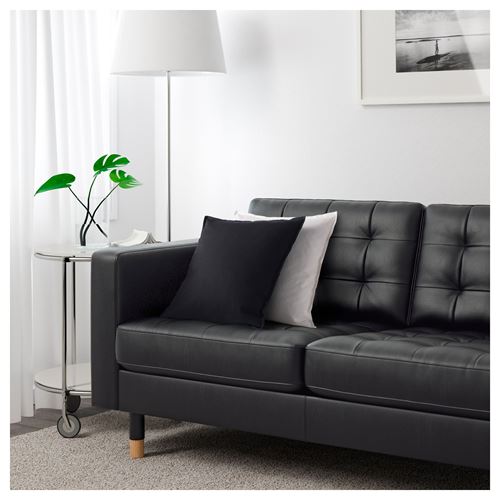 IKEA - LANDSKRONA, 3-seat leather sofa, grann-bomstad black