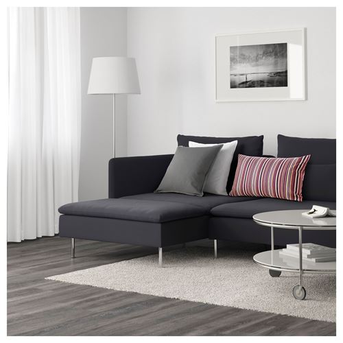 IKEA - SÖDERHAMN, uzanma koltuklu 4'lü kanepe, samsta koyu gri