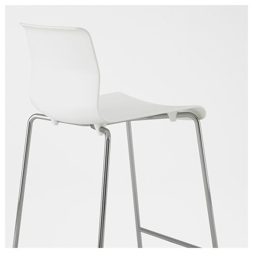 IKEA - GLENN, bar chair, white/chrome-plated, 77 cm