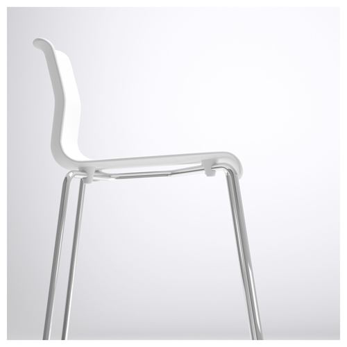 IKEA - GLENN, bar chair, white/chrome-plated, 66 cm