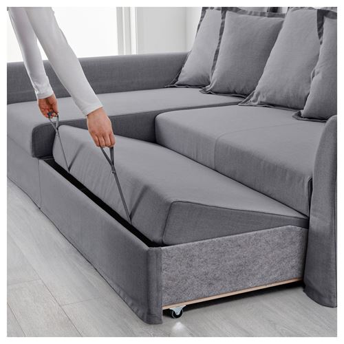 HOLMSUND nordvalla medium grey corner sofa-bed with storage