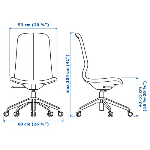 IKEA - LANGFJALL, çalışma sandalyesi, gunnared mavi-beyaz