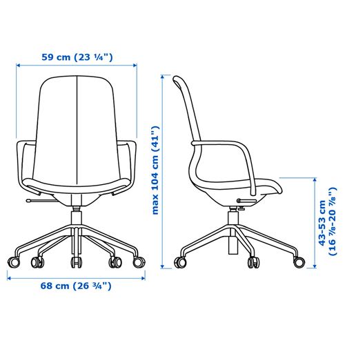 IKEA - LANGFJALL, çalışma sandalyesi, gunnared koyu gri-siyah