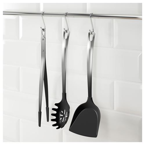 IKEA - DIREKT, set of kitchen utensils, black/stainless steel