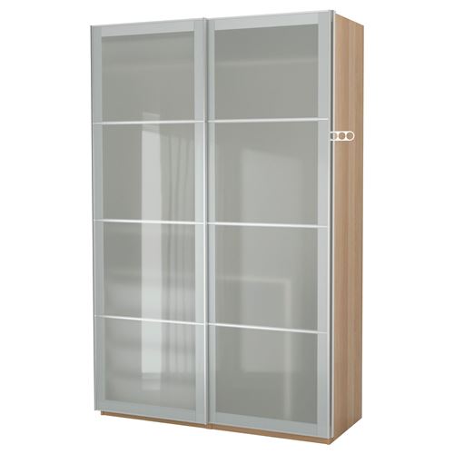 IKEA - PAX/SEKKEN, PAX sürgü kapaklı gardırop, ağartılmış meşe görünümlü, 150x66x236 cm