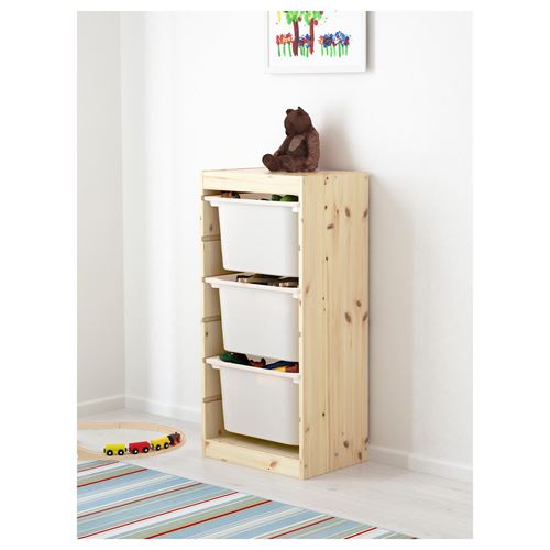 IKEA - TROFAST, storage-unit, pine/white, 44x30x91 cm