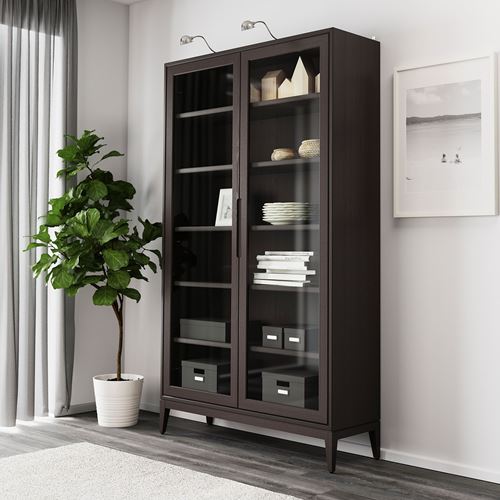 IKEA - REGISSÖR, glass-door cabinet, brown, 118x203 cm