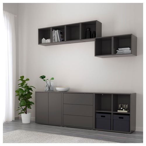 IKEA - EKET, dolap kombinasyonu, koyu gri, 210x35x180 cm