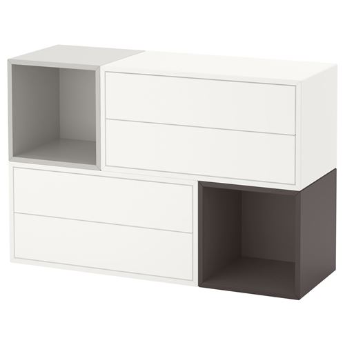 IKEA - EKET, wall-mounted cabinet combination, white-dark grey-light grey, 105x35x70 cm