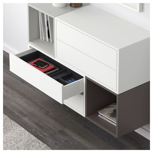 IKEA - EKET, wall-mounted cabinet combination, white-dark grey-light grey, 105x35x70 cm