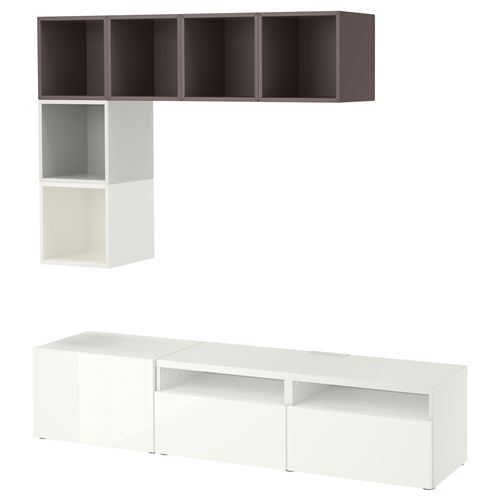 IKEA - BESTA/EKET, tv storage unit, white-high-gloss, 180x40x170 cm