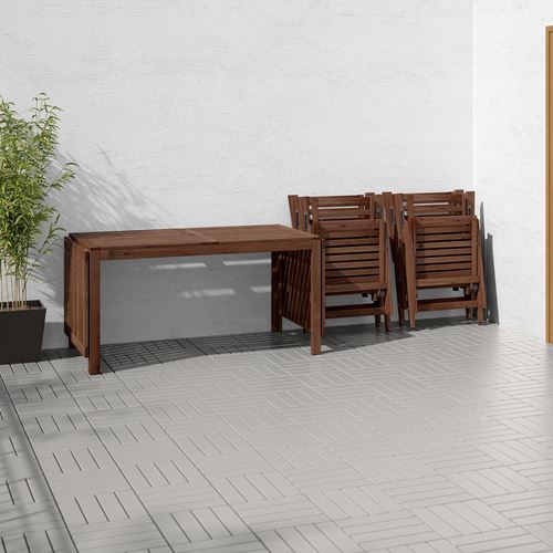 IKEA - APPLARÖ, kanatlı yemek masası ve ayarlanabilir sandalye seti, kahverengi