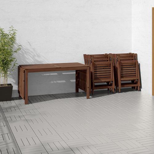 IKEA - APPLARÖ, drop-leaf dining table and reclining chair set, brown