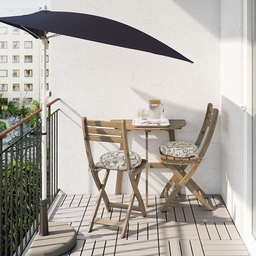 IKEA - ASKHOLMEN, duvar masası ve sandalye seti, açık kahverengi