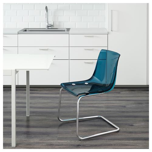 IKEA - TOBIAS, plastic chair, blue-chrome-plated