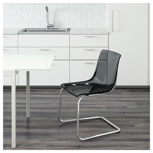 IKEA - TOBIAS, plastic chair, grey/chrome-plated