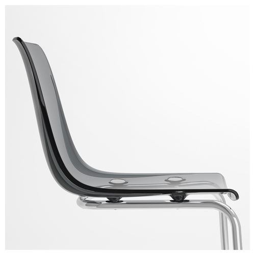 IKEA - TOBIAS, plastic chair, grey/chrome-plated