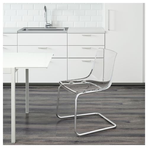 IKEA - TOBIAS, plastic chair, transparent/chrome-plated