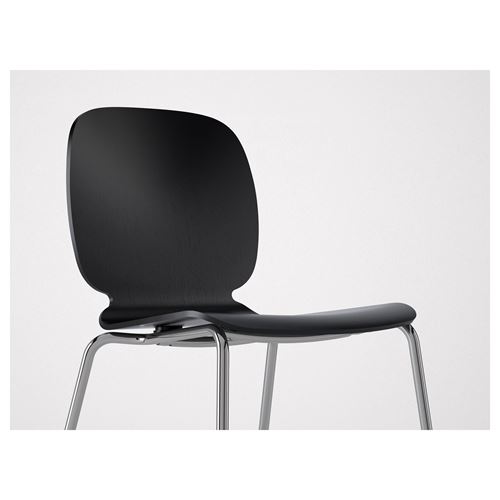 IKEA - SVENBERTIL, ahşap sandalye, siyah-broringe krom kaplama