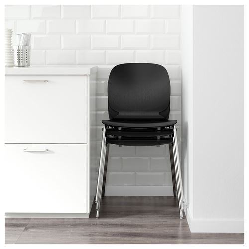 IKEA - SVENBERTIL, ahşap sandalye, siyah-broringe krom kaplama