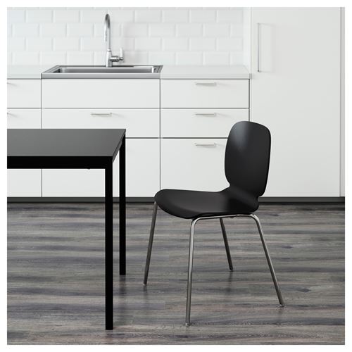 IKEA - SVENBERTIL, ahşap sandalye, siyah-broringe krom kaplama