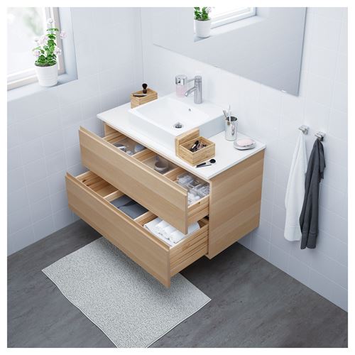 IKEA - GODMORGON, wash-basin cabinet, white stained oak effect, 100x47x58 cm