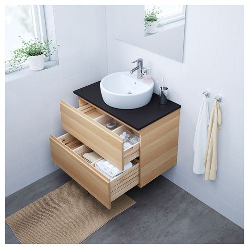 IKEA - GODMORGON, wash-basin cabinet, white stained oak effect, 80x47x58 cm