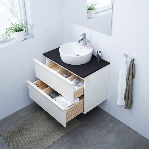 IKEA - GODMORGON, lavabo dolabı, parlak cila beyaz, 80x58 cm