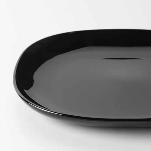 IKEA - BACKIG, plate set, black, 25x25 cm